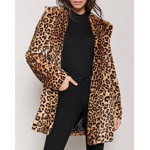 leopard print faux fur jacket